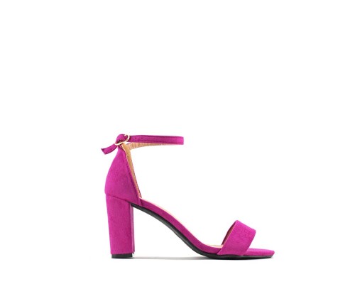 Sandalia Tacón Ancho Abierta Efecto Ante